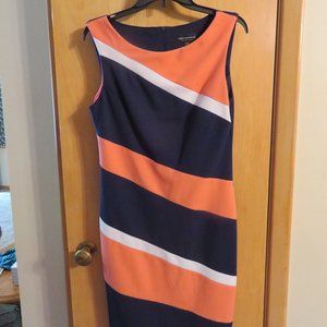 3/$20:  Navy Dress with Peach/White Stripes